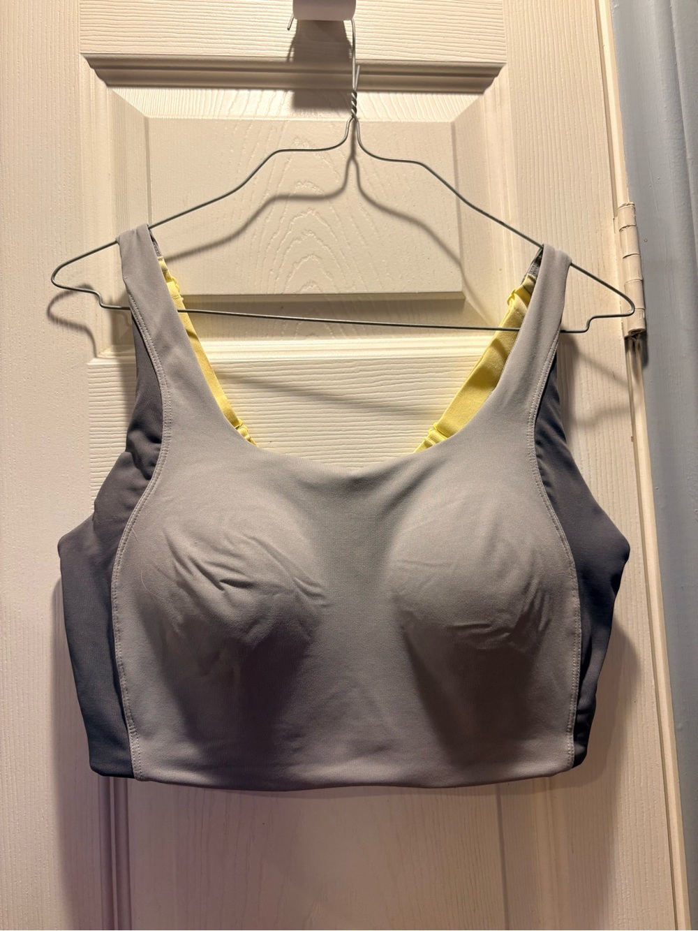 Gray and Yellow Padded Sports Bra for Women